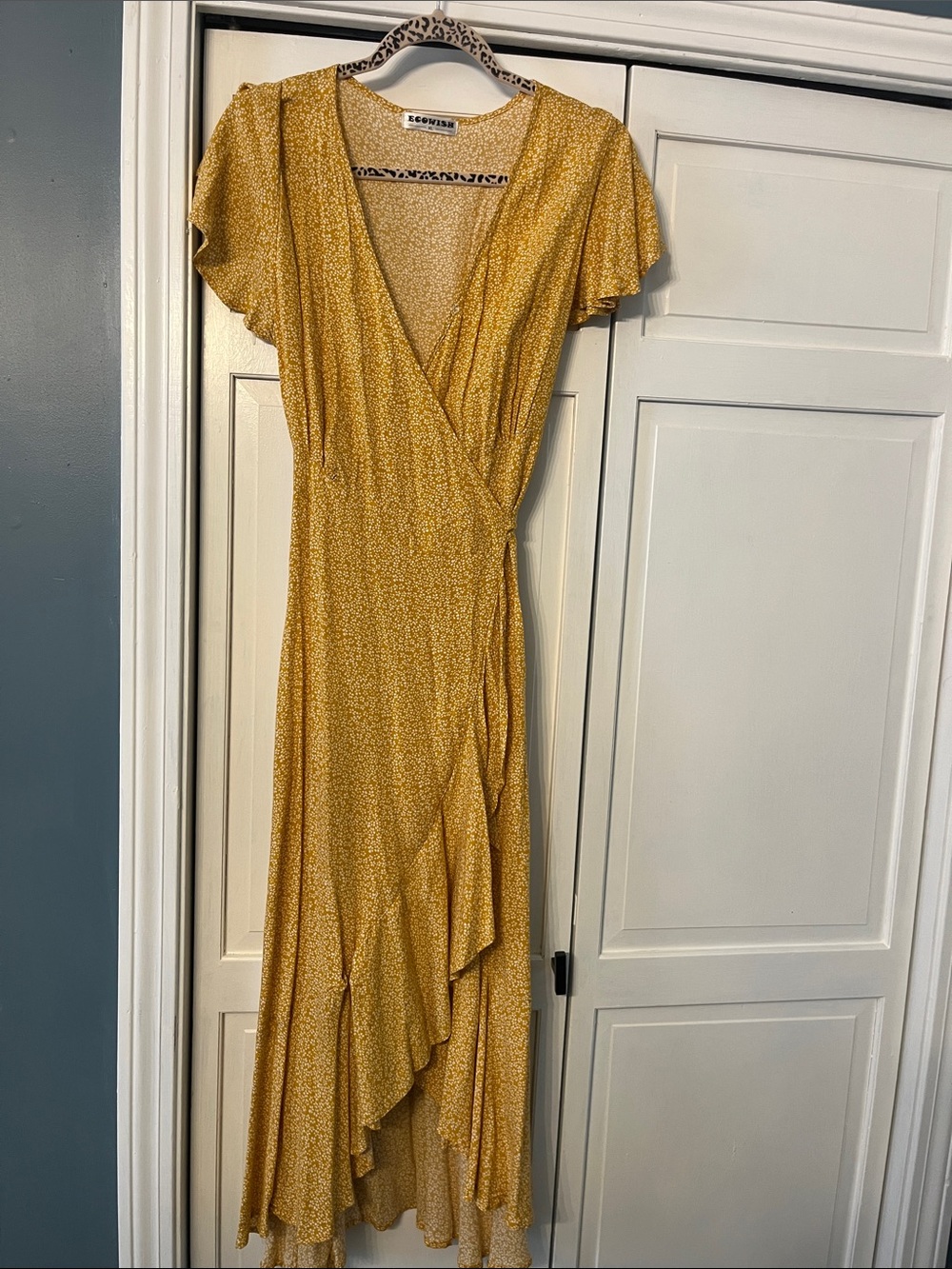 Women’s Yellow Floral High-Low Wrap Dress